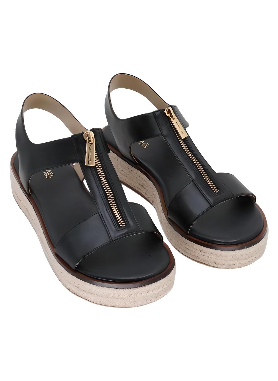 Michael Kors Berkley Espadrille 2.5" Platform Sandals Black Leather Size 8.5M